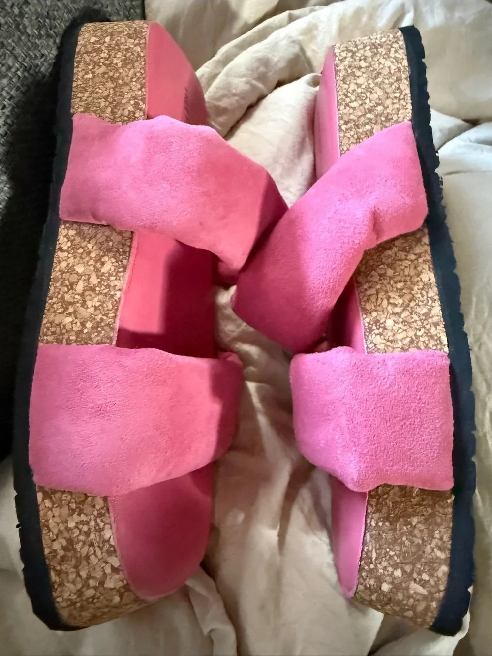 Free People Fairmont platform sandals-vibrant watermelon pink suede, nwot,sz 7.5